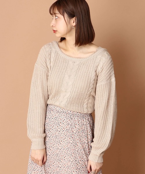 E Hyphen World Gallery イーハイフンワールドギャラリー の バックリボンケーブルプルオーバー ニット セーター Wear