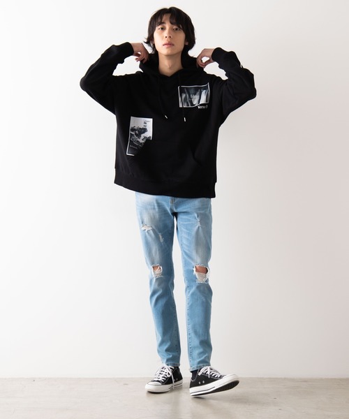 WEGO(ウィゴー)の「WEGO/Photoビッグシルエットプルパーカー(パーカー・メンズ・ホワイト/ブラック・MEDIUM/LARGE)」の11枚目の写真