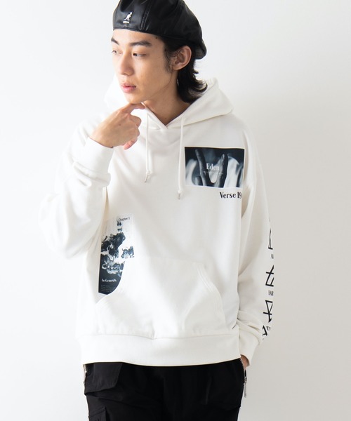 WEGO(ウィゴー)の「WEGO/Photoビッグシルエットプルパーカー(パーカー・メンズ・ホワイト/ブラック・MEDIUM/LARGE)」の3枚目の写真