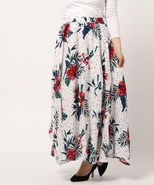 チャイハネ（チャイハネ）の「【チャイハネ】フラワードット柄ロングスカート（スカート・レディース・ホワイト/ブラック/ベージュ・FREE）」の4枚目の写真