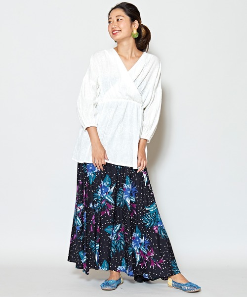 チャイハネ（チャイハネ）の「【チャイハネ】フラワードット柄ロングスカート（スカート・レディース・ホワイト/ブラック/ベージュ・FREE）」の13枚目の写真