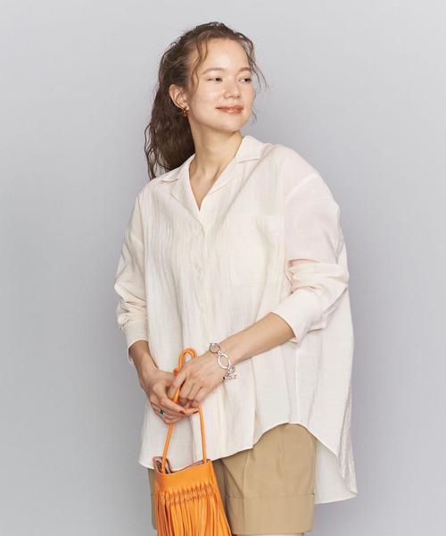 BEAUTY&YOUTH UNITED ARROWS（ビューティーアンドユースユナイテッドアローズ）の「BY ワッシャーオープンカラーシャツо（シャツ/ブラウス・レディース・ホワイト/ライトピンク・FREE）」の2枚目の写真