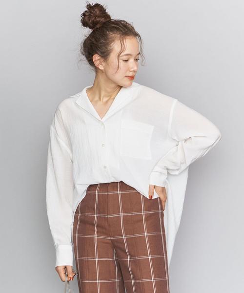 BEAUTY&YOUTH UNITED ARROWS（ビューティーアンドユースユナイテッドアローズ）の「BY ワッシャーオープンカラーシャツо（シャツ/ブラウス・レディース・ホワイト/ライトピンク・FREE）」の7枚目の写真