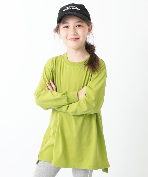 devirock(デビロック)の「ロング丈長袖Tシャツ(Tシャツ/カットソー・キッズ・グリーン系その他/ダークオリーブ/ホワイト/パープル系その他/ブラック/ダークベージュ・160cm/150cm/100cm/140cm/120cm/110cm/130cm)」の2枚目の写真