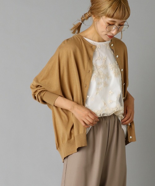 PUAL CE CIN（ピュアルセシン）の「【WEB限定】イタリア糸強撚カーディガンモックネックカラー（カーディガン/ボレロ・レディース・チャコールグレー/ブラック/レッド/グリーン/マスタード/キャメル・FREE）」の6枚目の写真