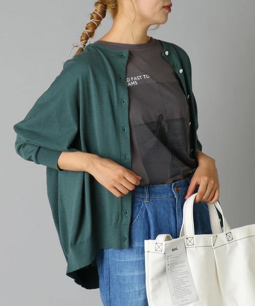 PUAL CE CIN（ピュアルセシン）の「【WEB限定】イタリア糸強撚カーディガンモックネックカラー（カーディガン/ボレロ・レディース・チャコールグレー/ブラック/レッド/グリーン/マスタード/キャメル・FREE）」の4枚目の写真