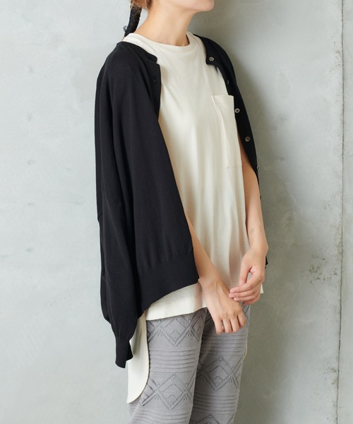 PUAL CE CIN（ピュアルセシン）の「【WEB限定】イタリア糸強撚カーディガンモックネックカラー（カーディガン/ボレロ・レディース・チャコールグレー/ブラック/レッド/グリーン/マスタード/キャメル・FREE）」の7枚目の写真