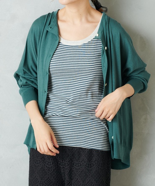 PUAL CE CIN（ピュアルセシン）の「【WEB限定】イタリア糸強撚カーディガンモックネックカラー（カーディガン/ボレロ・レディース・チャコールグレー/ブラック/レッド/グリーン/マスタード/キャメル・FREE）」の18枚目の写真