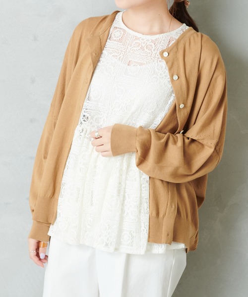 PUAL CE CIN（ピュアルセシン）の「【WEB限定】イタリア糸強撚カーディガンモックネックカラー（カーディガン/ボレロ・レディース・チャコールグレー/ブラック/レッド/グリーン/マスタード/キャメル・FREE）」の17枚目の写真