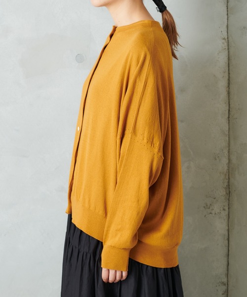 PUAL CE CIN（ピュアルセシン）の「【WEB限定】イタリア糸強撚カーディガンモックネックカラー（カーディガン/ボレロ・レディース・チャコールグレー/ブラック/レッド/グリーン/マスタード/キャメル・FREE）」の12枚目の写真