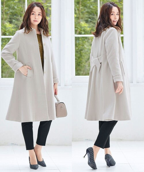 日本製生地 上質素材を使用した バックリボンディテールウールコート ステンカラーコート Tiaclasse ティアクラッセ のファッション通販 Zozotown