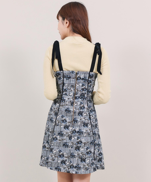 ショルダーリボンジャガードワンピース ジャンパースカート Titty Co ティティーアンドコー のファッション
