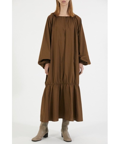 ドゥーズィエムクラス　 Organic Cotton ドレス　ブラウン ドゥーズィエムクラス／Twins cotton スムースニットガウン