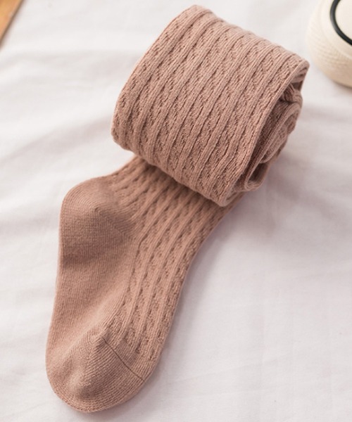 TeddyShop（テディショップ）の「キッズ  ベーシックツイストリブタイツ（タイツ/ストッキング・キッズ・マスタード/ホワイト/チャコールグレー/テラコッタ/グレー/ブラック/ピンクベージュ/パープル・95/105/115/125/135）」の8枚目の写真