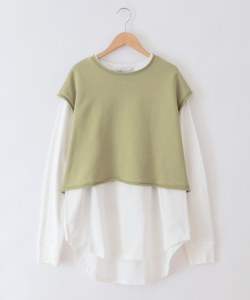 Chaco closet(チャコ クローゼット)の「【セットアイテム】ショート丈スウェットベスト×ラウンドヘムロンT レイヤードセット(ベスト・レディース・グリーン系その他/ダークグレー/クリーム/パープル・FREE)」の11枚目の写真