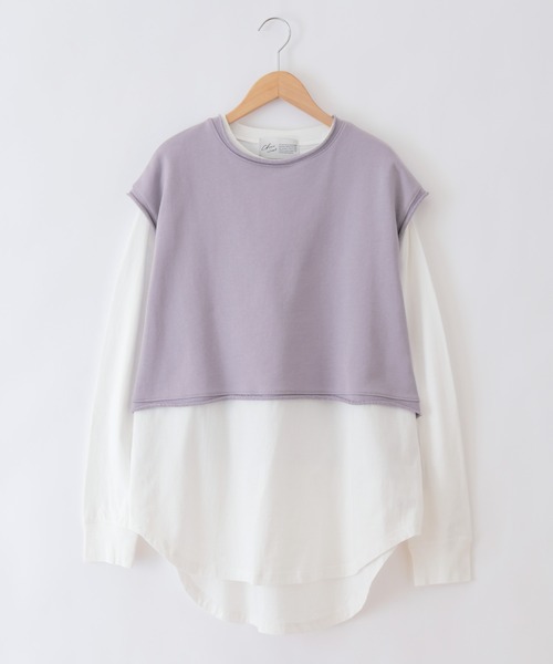 Chaco closet(チャコ クローゼット)の「【セットアイテム】ショート丈スウェットベスト×ラウンドヘムロンT レイヤードセット(ベスト・レディース・グリーン系その他/ダークグレー/クリーム/パープル・FREE)」の13枚目の写真