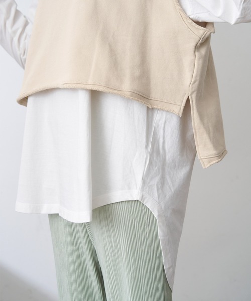 Chaco closet(チャコ クローゼット)の「【セットアイテム】ショート丈スウェットベスト×ラウンドヘムロンT レイヤードセット(ベスト・レディース・グリーン系その他/ダークグレー/クリーム/パープル・FREE)」の21枚目の写真