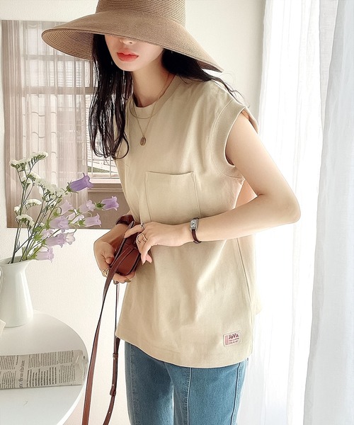 Java（ジャバ）の「《JaVaジャバ コラボ》綿100％USAコットン。大人カジュアルポケットTシャツ（Tシャツ/カットソー・レディース・ホワイト/ブラック/ベージュ/グレイッシュベージュ・MEDIUM/LARGE/X-LARGE/SMALL）」の12枚目の写真