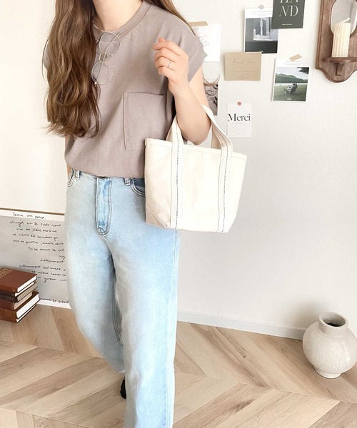 Java（ジャバ）の「《JaVaジャバ コラボ》綿100％USAコットン。大人カジュアルポケットTシャツ（Tシャツ/カットソー・レディース・ホワイト/ブラック/ベージュ/グレイッシュベージュ・MEDIUM/LARGE/X-LARGE/SMALL）」の9枚目の写真