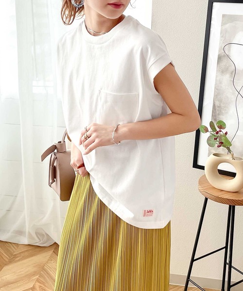 Java（ジャバ）の「《JaVaジャバ コラボ》綿100％USAコットン。大人カジュアルポケットTシャツ（Tシャツ/カットソー・レディース・ホワイト/ブラック/ベージュ/グレイッシュベージュ・MEDIUM/LARGE/X-LARGE/SMALL）」の14枚目の写真