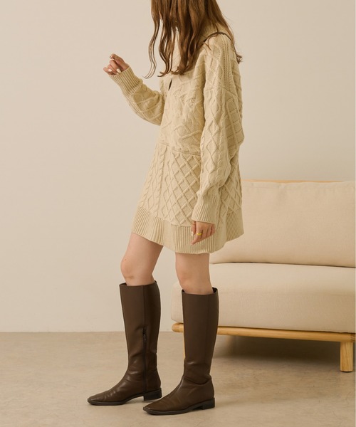 Ambre Neige（アンブルネージュ）の「オーバーサイズケーブルニット／【WEB/EC限定商品】（ニット/セーター・レディース・アイボリー/モカ・FREE）」の11枚目の写真