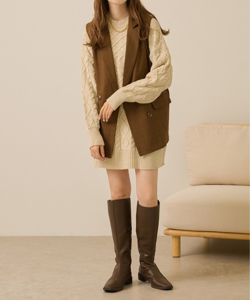 Ambre Neige（アンブルネージュ）の「オーバーサイズケーブルニット／【WEB/EC限定商品】（ニット/セーター・レディース・アイボリー/モカ・FREE）」の13枚目の写真