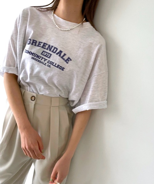 CANAL JEAN（キャナルジーン）の「via j(ヴィアジェイ) "GREENDALE"半袖Tシャツ（Tシャツ/カットソー・レディース・ホワイト/ブラック/ヘザーグレー・ONE SIZE）」の3枚目の写真
