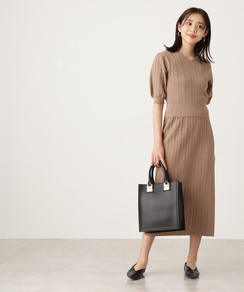 N.（N. Natural Beauty Basic）（エヌエヌナチュラルビューティーベーシック）の「◆スクエアメタルトートバック（トートバッグ・レディース・ブラウン系その他/ブラック/グレイッシュブルー・ﾌﾘ-）」の4枚目の写真