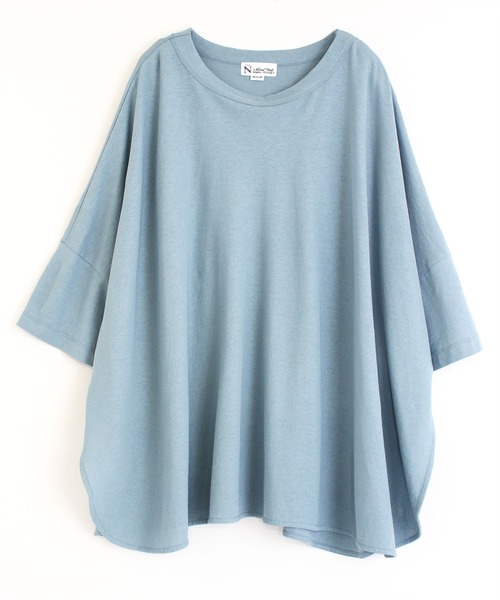 RNA-N（アールエヌエーエヌ）の「M1640 40/-強撚SZ天竺ポンチョTシャツ（Tシャツ/カットソー・レディース・ベージュ/キナリ/ブルー/ネイビー・MEDIUM）」の4枚目の写真