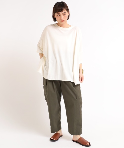 RNA-N（アールエヌエーエヌ）の「M1640 40/-強撚SZ天竺ポンチョTシャツ（Tシャツ/カットソー・レディース・ベージュ/キナリ/ブルー/ネイビー・MEDIUM）」の10枚目の写真