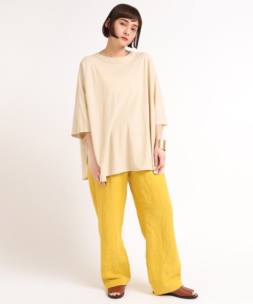 RNA-N（アールエヌエーエヌ）の「M1640 40/-強撚SZ天竺ポンチョTシャツ（Tシャツ/カットソー・レディース・ベージュ/キナリ/ブルー/ネイビー・MEDIUM）」の8枚目の写真