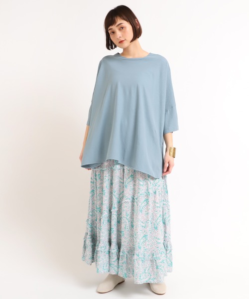 RNA-N（アールエヌエーエヌ）の「M1640 40/-強撚SZ天竺ポンチョTシャツ（Tシャツ/カットソー・レディース・ベージュ/キナリ/ブルー/ネイビー・MEDIUM）」の12枚目の写真