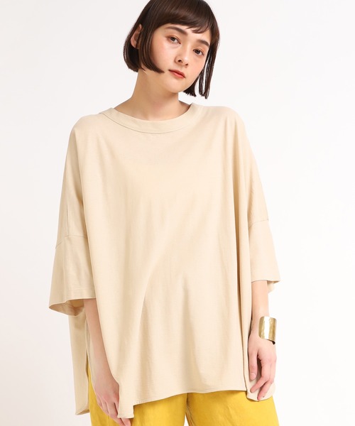 RNA-N（アールエヌエーエヌ）の「M1640 40/-強撚SZ天竺ポンチョTシャツ（Tシャツ/カットソー・レディース・ベージュ/キナリ/ブルー/ネイビー・MEDIUM）」の16枚目の写真