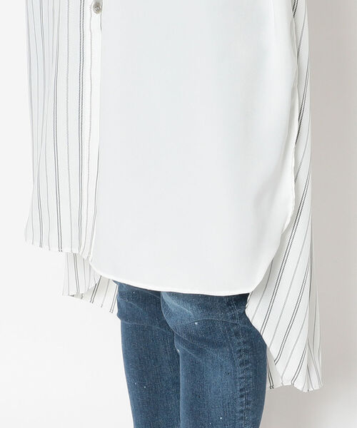 AULA AILA（アウラアイラ）の「AULA AILA（アウラアイラ）別注ストライプコンビロングシャツ（シャツ/ブラウス・レディース・ホワイト・FREE）」の8枚目の写真