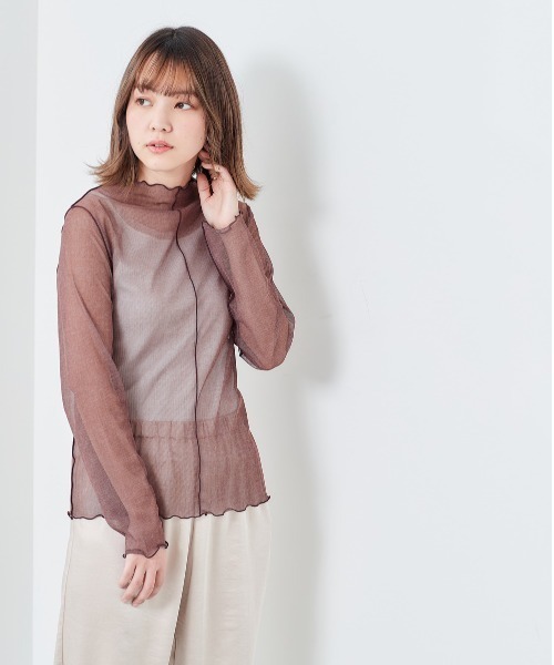 cepo（セポ）の「チュールハイネックプルオーバー（Tシャツ/カットソー・レディース・ベージュ/パープル/グリーン・M）」の3枚目の写真