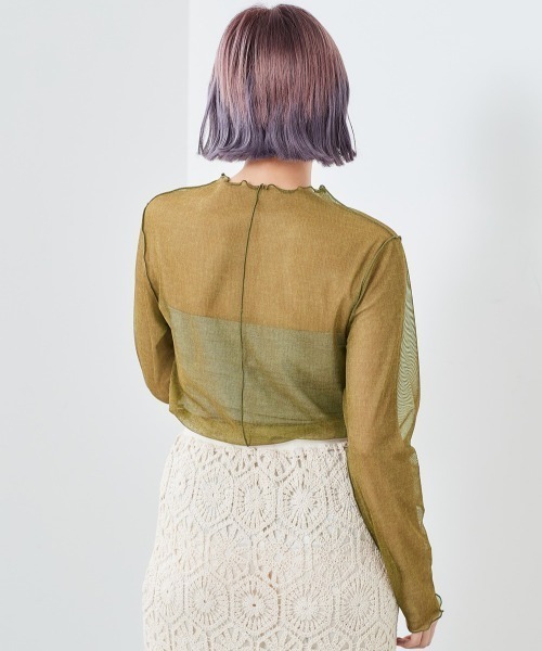 cepo（セポ）の「チュールハイネックプルオーバー（Tシャツ/カットソー・レディース・ベージュ/パープル/グリーン・M）」の5枚目の写真