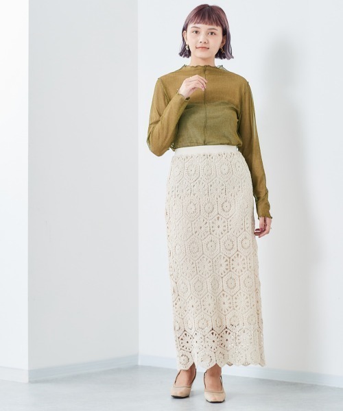 cepo（セポ）の「チュールハイネックプルオーバー（Tシャツ/カットソー・レディース・ベージュ/パープル/グリーン・M）」の18枚目の写真