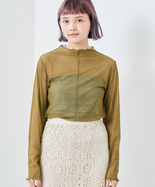 cepo（セポ）の「チュールハイネックプルオーバー（Tシャツ/カットソー・レディース・ベージュ/パープル/グリーン・M）」の13枚目の写真