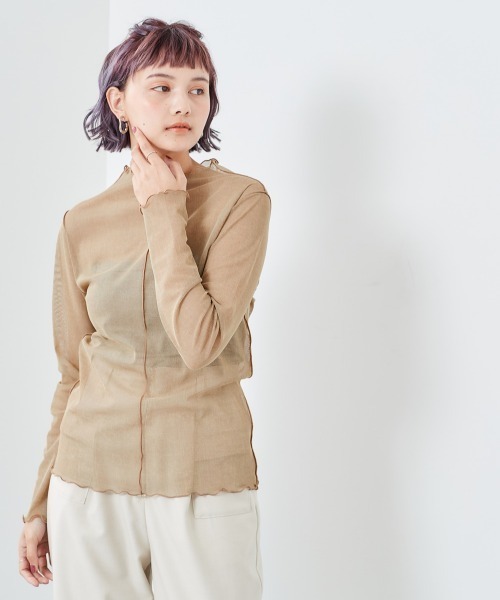 cepo（セポ）の「チュールハイネックプルオーバー（Tシャツ/カットソー・レディース・ベージュ/パープル/グリーン・M）」の20枚目の写真