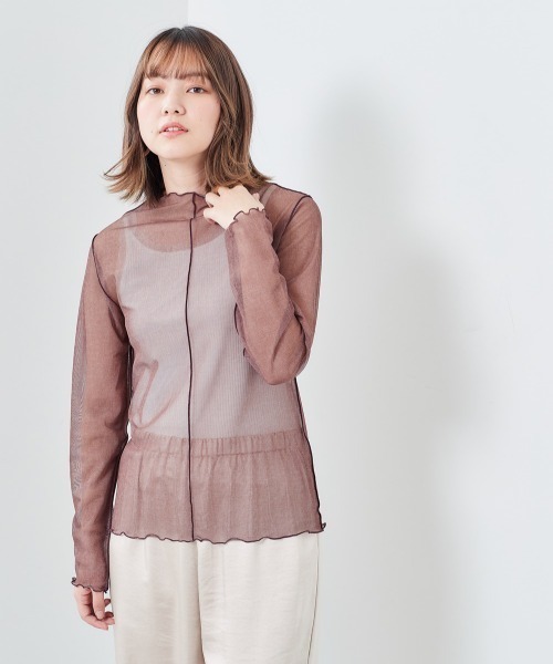 cepo（セポ）の「チュールハイネックプルオーバー（Tシャツ/カットソー・レディース・ベージュ/パープル/グリーン・M）」の14枚目の写真