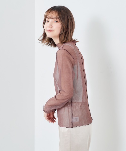 cepo（セポ）の「チュールハイネックプルオーバー（Tシャツ/カットソー・レディース・ベージュ/パープル/グリーン・M）」の12枚目の写真