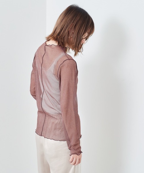 cepo（セポ）の「チュールハイネックプルオーバー（Tシャツ/カットソー・レディース・ベージュ/パープル/グリーン・M）」の6枚目の写真