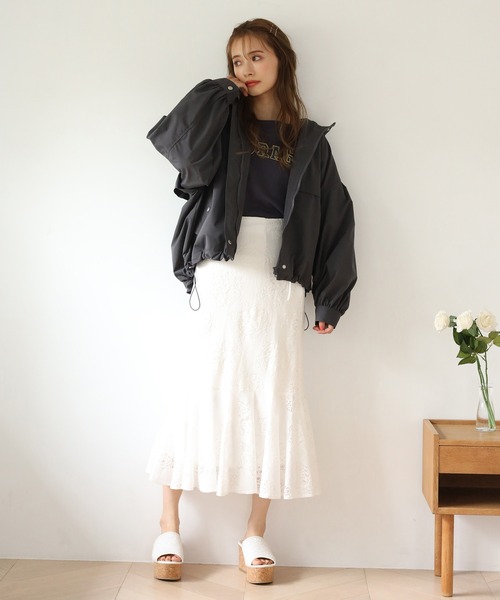 one after another NICE CLAUP（ワンアフターアナザーナイスクラップ）の「ボリューム袖マウンテンパーカー（マウンテンパーカー・レディース・アイボリー/ブラック/チャコールグレー/ミント・FREE）」の7枚目の写真