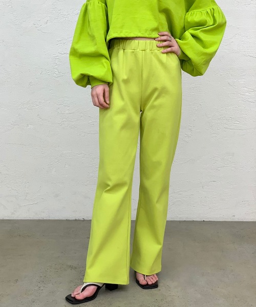 CIAOPANIC（チャオパニック）の「【SCENE by CIAOPANIC/シーンバイチャオパニック】カットフレアパンツ/WEB限定（スラックス・レディース・オフホワイト/ライム・FREE）」の2枚目の写真