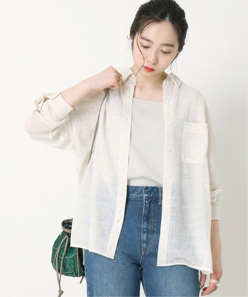 Simplicite（サンプリシテ）の「リネンジャガードオーバーSH（シャツ/ブラウス・レディース・イエロー/アイボリー・FREE）」の2枚目の写真