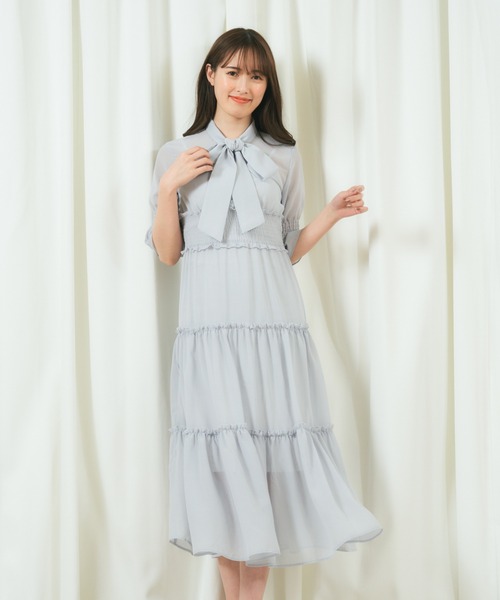 jakke MIA ワンピース MIIA（ミーア）の「半袖シアーティアードワンピース（ワンピース