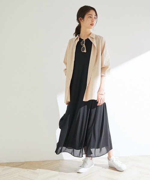 ROPE'（ロペ）の「【新色追加】【洗える】【一部WEB限定】エスパンディノースリーブワンピース（ワンピース・レディース・ブラック/グレー/ピンク/マスタード/ブラウン・38）」の10枚目の写真