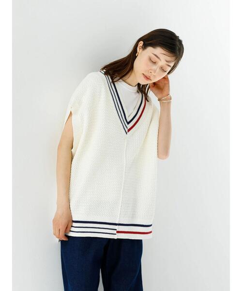 koe（コエ）の「ＶネックＢＩＧニットベスト＊（ベスト・レディース・ベージュ/ホワイト・M-L/S-M）」の17枚目の写真