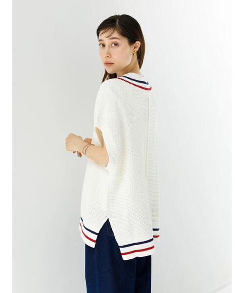 koe（コエ）の「ＶネックＢＩＧニットベスト＊（ベスト・レディース・ベージュ/ホワイト・M-L/S-M）」の11枚目の写真