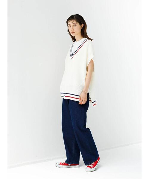 koe（コエ）の「ＶネックＢＩＧニットベスト＊（ベスト・レディース・ベージュ/ホワイト・M-L/S-M）」の9枚目の写真